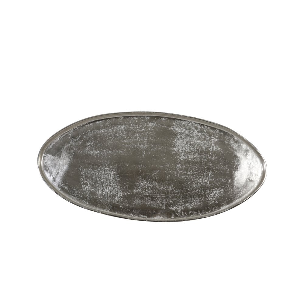 Varese Silver Elegance: 69x34cm Round Aluminum Tray