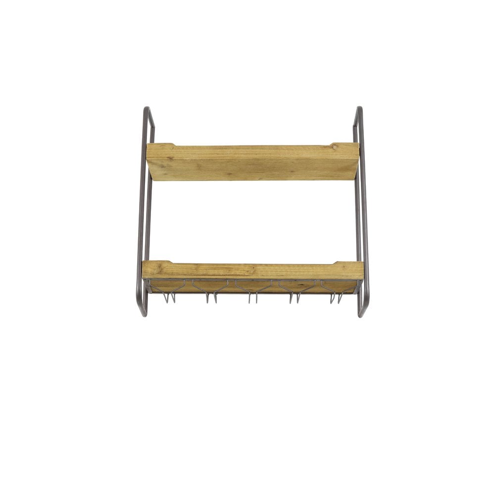 Two-Tier Wall Shelf 73x20x69cm in Sucre Wood and Iron