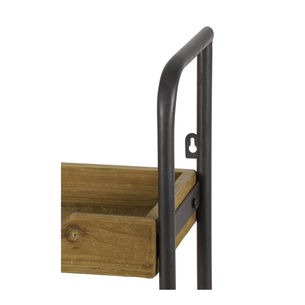Two-Tier Wall Shelf 73x20x69cm in Sucre Wood and Iron