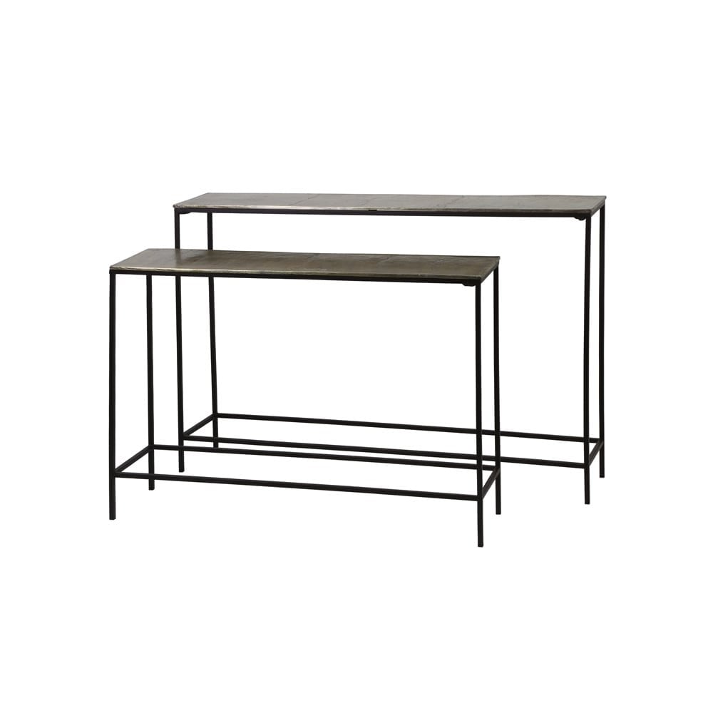 Hartsville Dark Bronze Dual Console Table Set - Rectangular Metal Design
