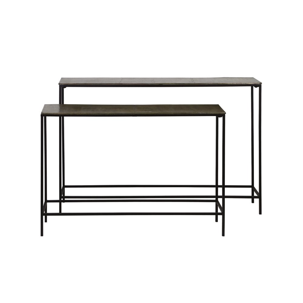 Hartsville Dark Bronze Dual Console Table Set - Rectangular Metal Design