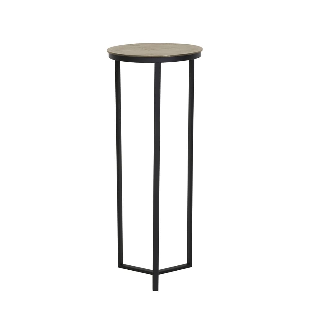 Elegant Retiro Black and Antique Bronze Round Side Table - 40x100cm