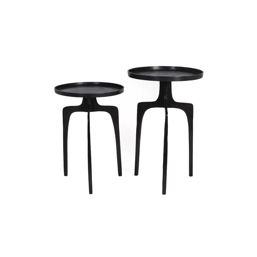 Elegance Set: Round Brass Metal Side Tables Duo