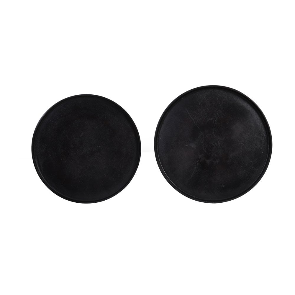 Elegance Set: Round Brass Metal Side Tables Duo