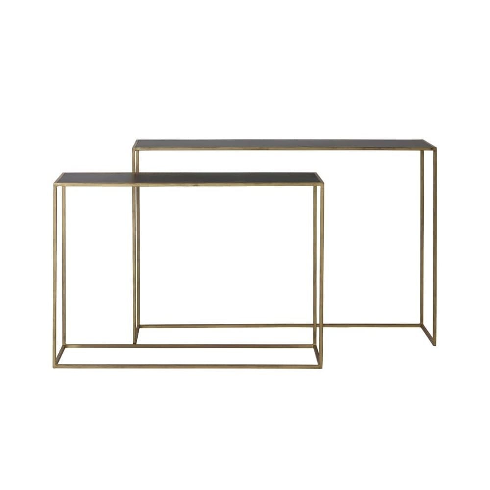Elegant Boca Black Wash-Gold Rectangle Console Tables Set (100x25x70cm & 120x25x80cm)