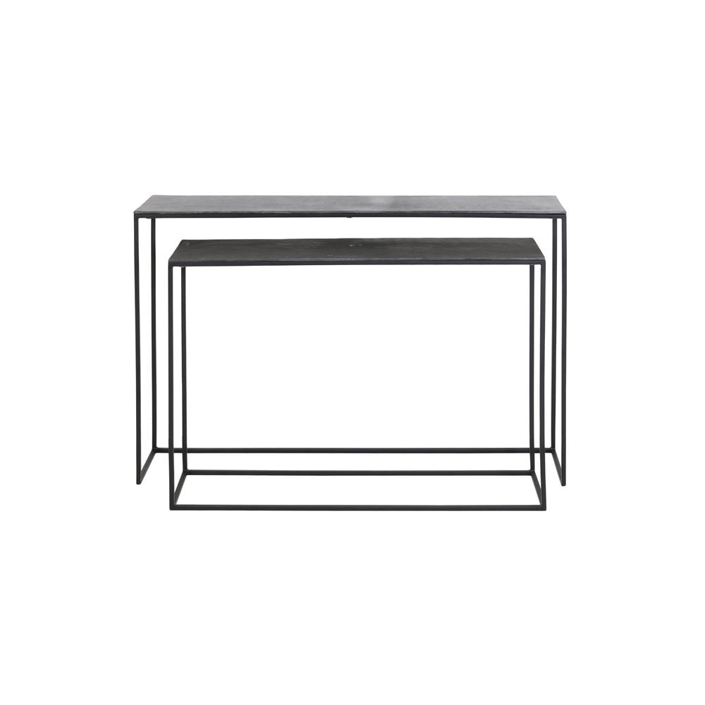 Contemporary Black Rectangular Metal Side Tables - Set of 2 (120x25x80cm)
