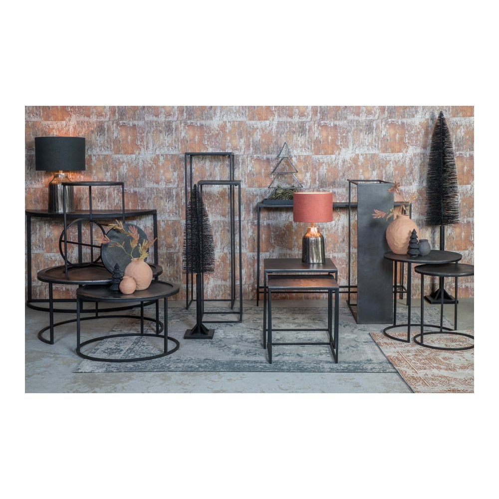 Contemporary Black Rectangular Metal Side Tables - Set of 2 (120x25x80cm)