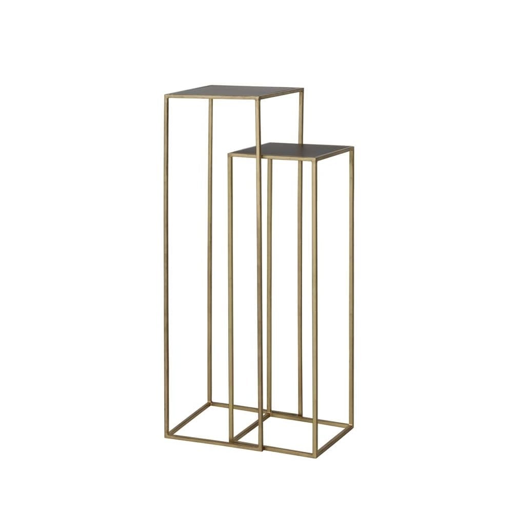 Modern Black and Gold Nesting Side Tables Set - 30x30x100cm and 35x35x120cm