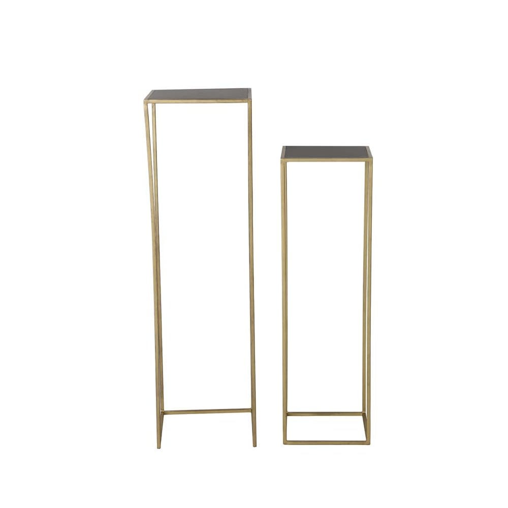 Modern Black and Gold Nesting Side Tables Set - 30x30x100cm and 35x35x120cm