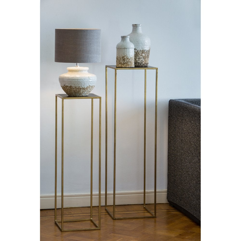 Modern Black and Gold Nesting Side Tables Set - 30x30x100cm and 35x35x120cm