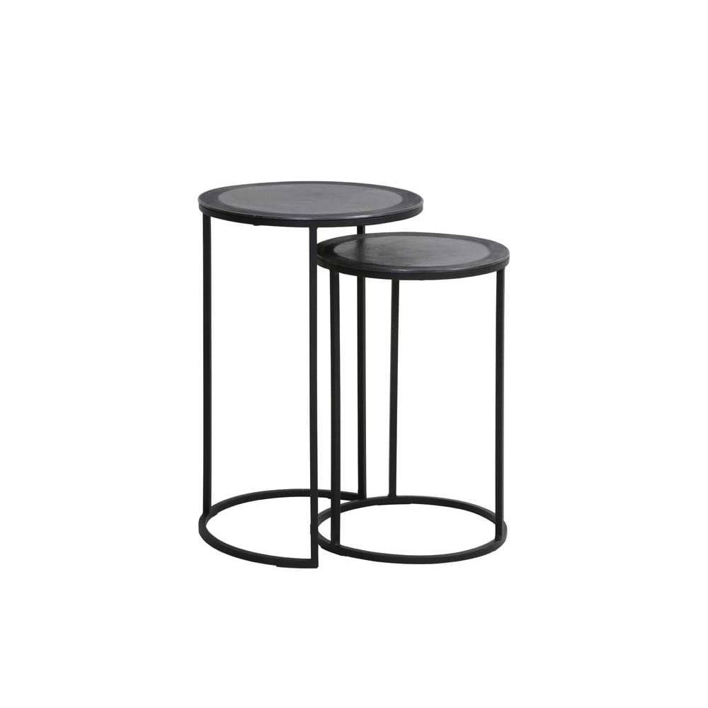 Elegant Talca Nesting Side Tables with Antique Lead Edge Detailing (Set of 2)