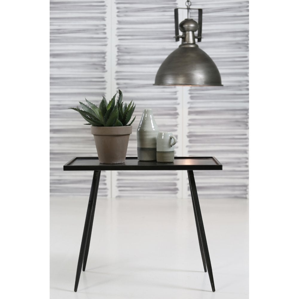 Industrial Chic Rectangular Metal Side Table 60x35x50.5cm in Gray