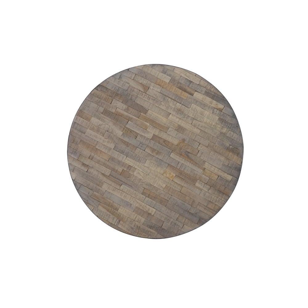 Rustic Mauco Round Coffee Table in Weathered Wood Finish - Antique Grey (74x31cm)