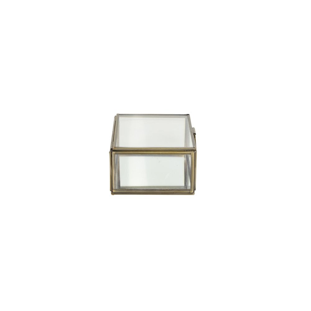 Alessina Antique Brass and Glass Decorative Rectangular Box 15.5x10.5x6cm