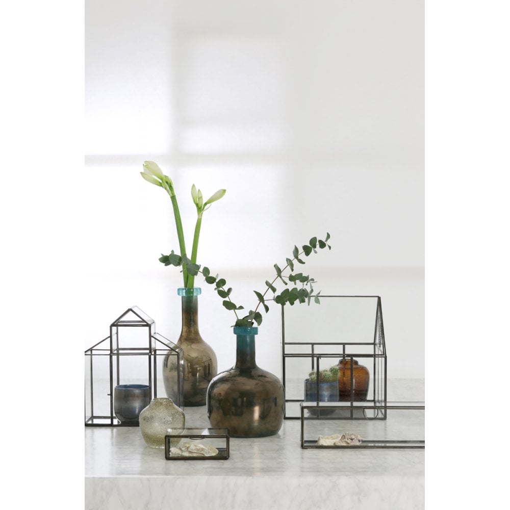 Alessina Antique Brass and Glass Decorative Rectangular Box 15.5x10.5x6cm