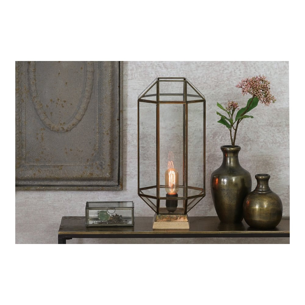 Alessina Antique Brass and Glass Decorative Rectangular Box 15.5x10.5x6cm