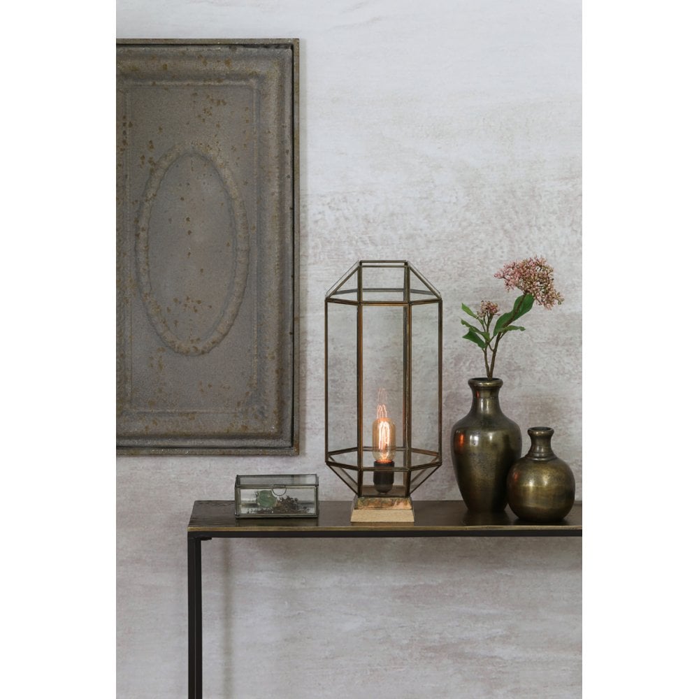 Alessina Antique Brass and Glass Decorative Rectangular Box 15.5x10.5x6cm