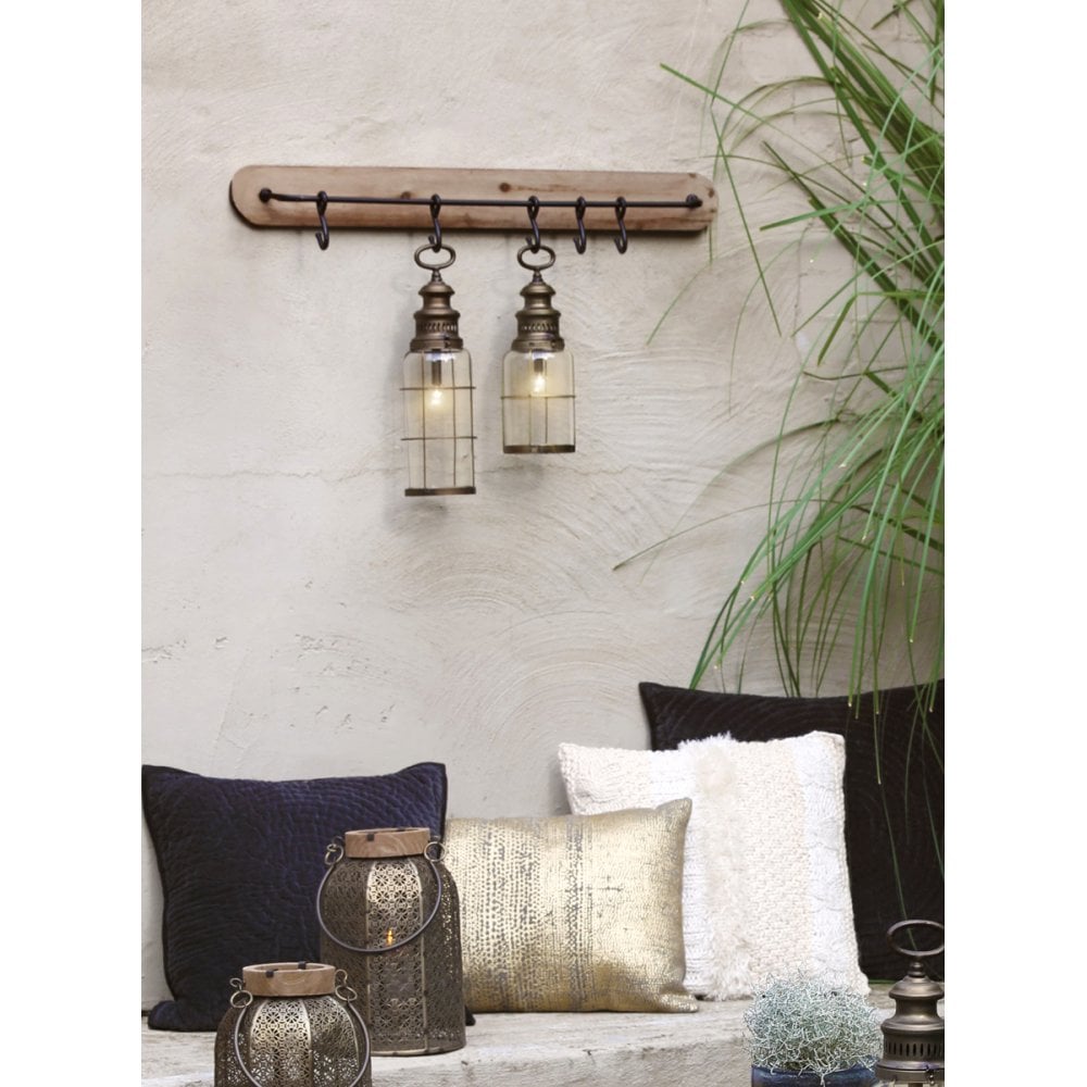 Paarl Black Metal and Wood Hatstand with 5 Hooks, 90cm Long