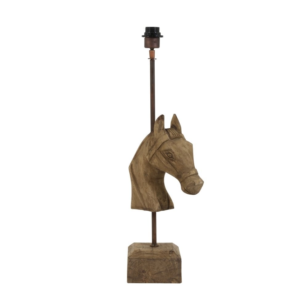 Rustic Wooden Horse Lamp Base - 69cm Distressed Barn Style