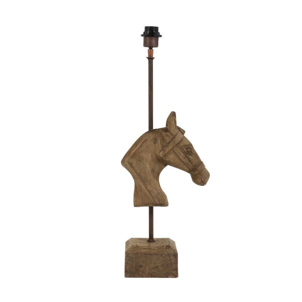 Rustic Wooden Horse Lamp Base - 69cm Distressed Barn Style