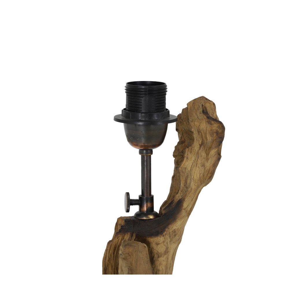 Elegant Wooden Lamp Base with Adjustable Height - Rustic Brown