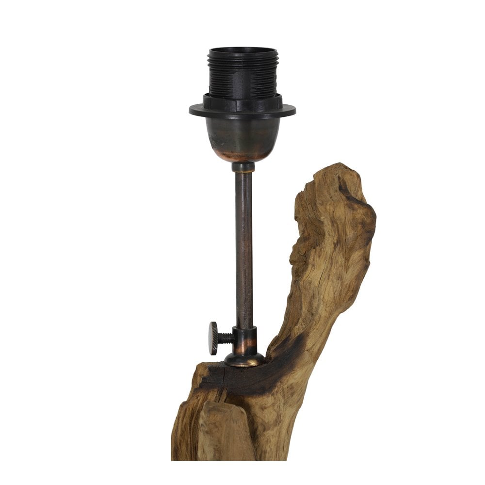 Elegant Wooden Lamp Base with Adjustable Height - Rustic Brown