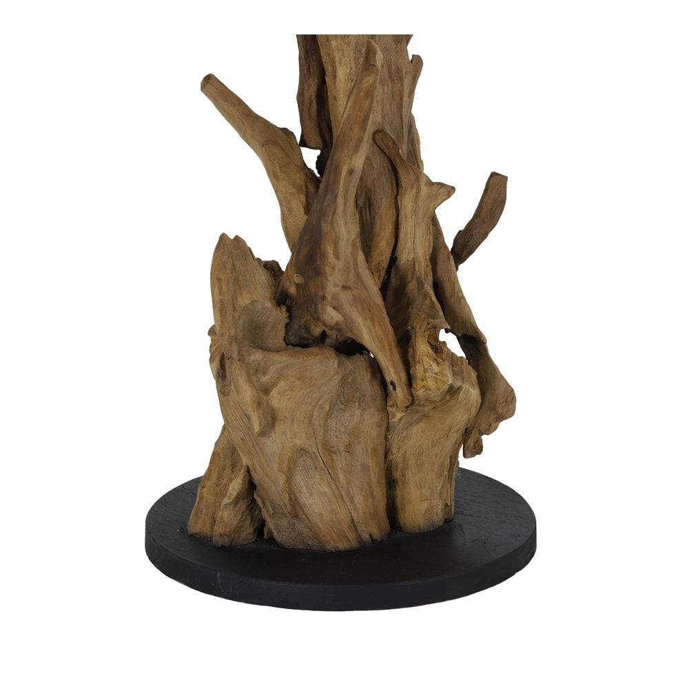 Elegant Wooden Lamp Base with Adjustable Height - Rustic Brown