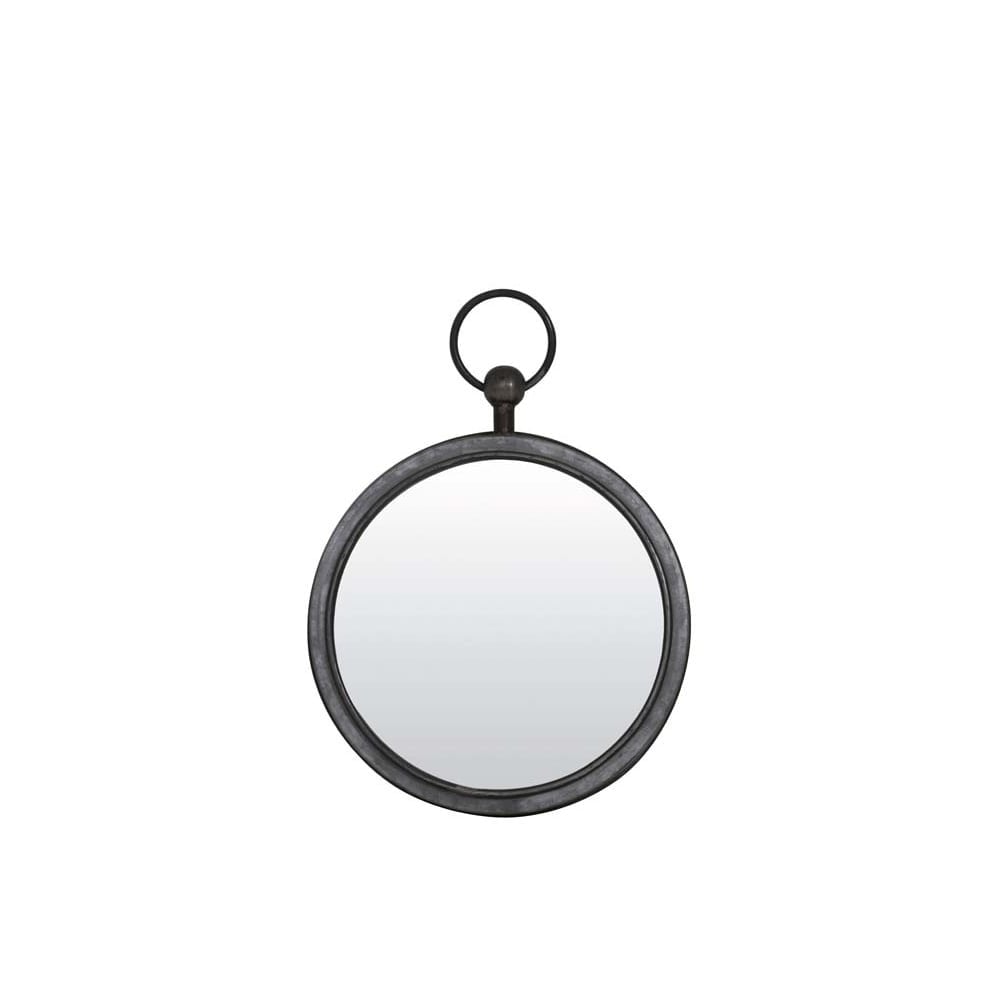 Elegant Round Zinc Wall Mirror - 36x42x5cm