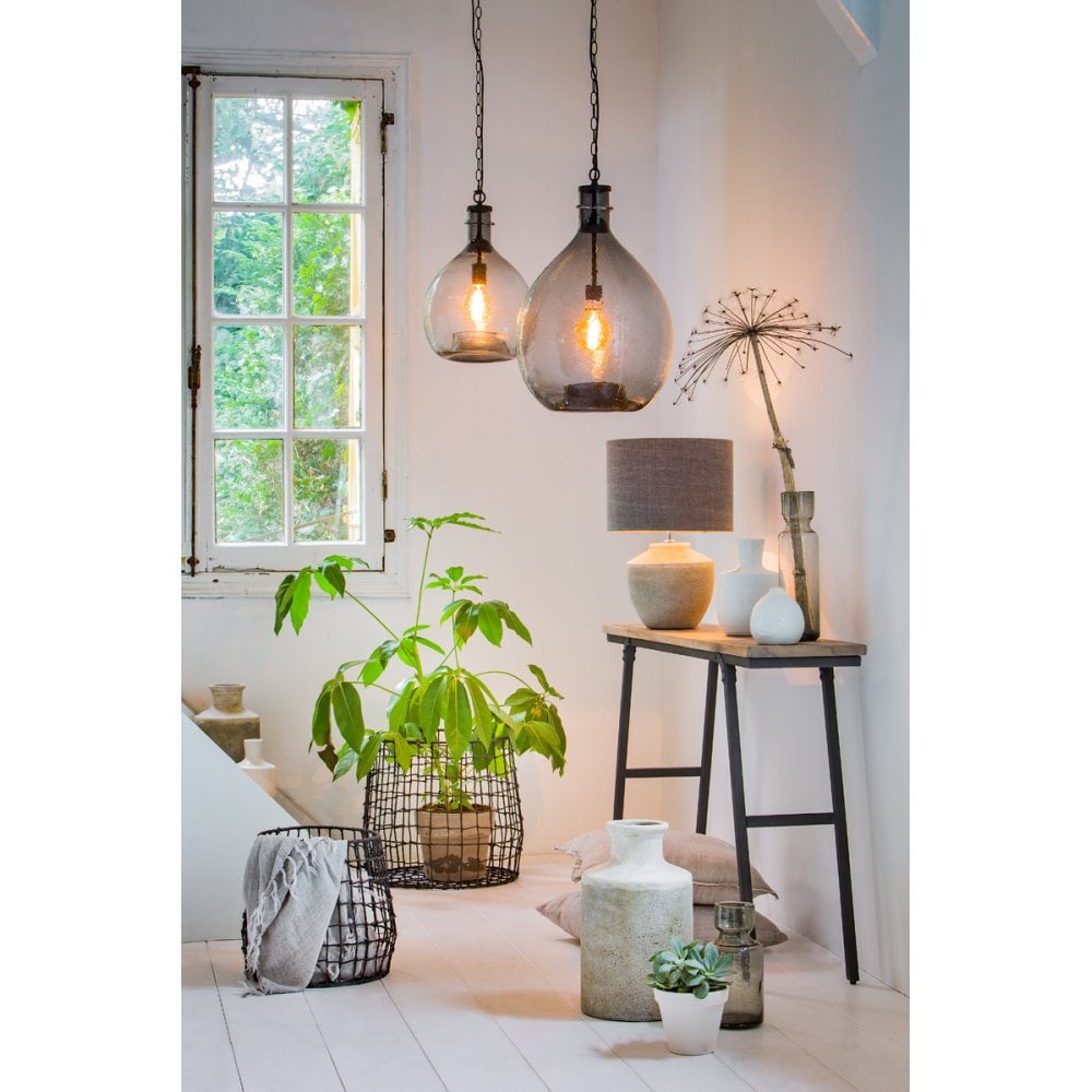 Ceramic Lamp Base Ø25x35 cm TOBA in Matte Green Finish