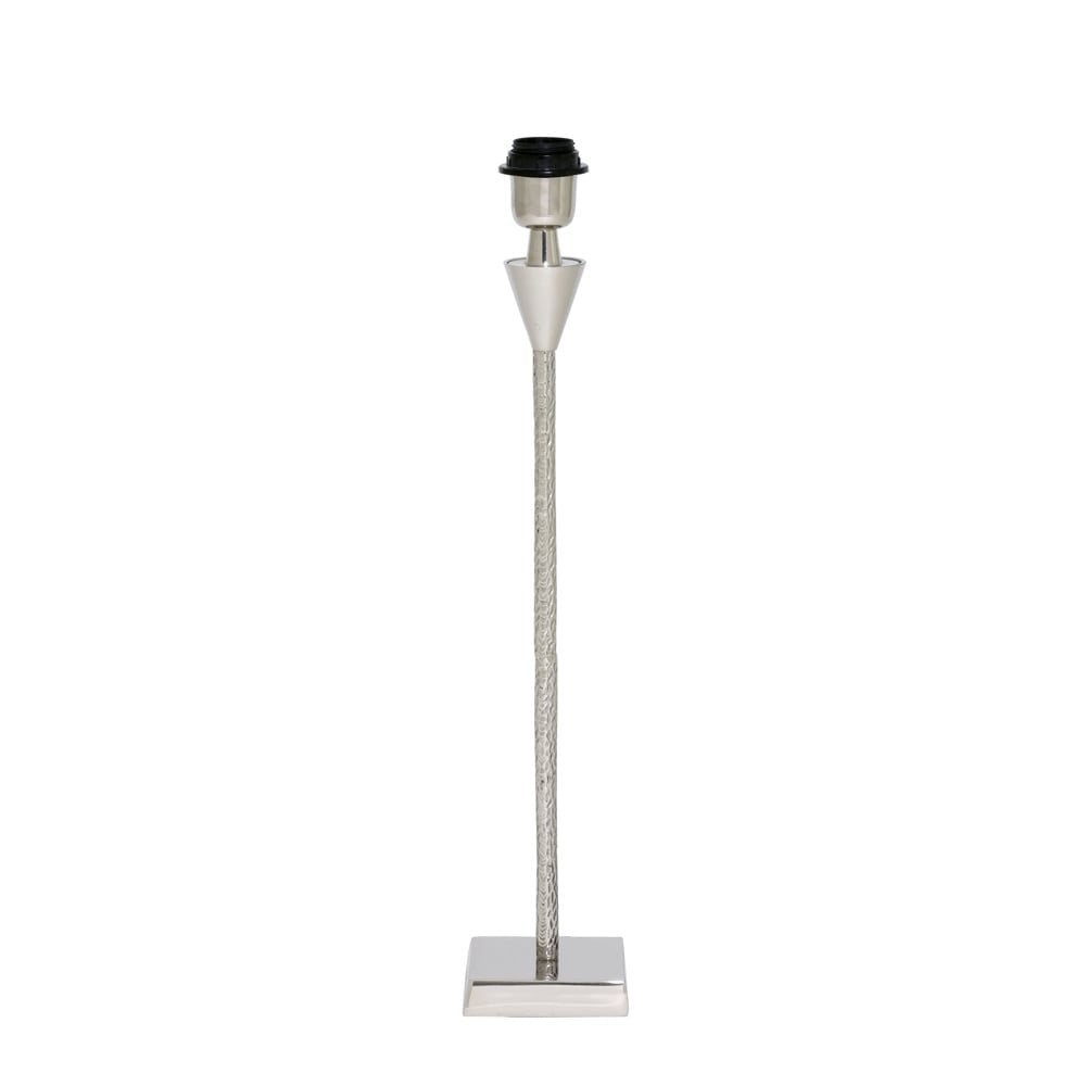Elegant Silver Square Lamp Base 10.5x10.5x55 cm - GRANULO Nickel Finish