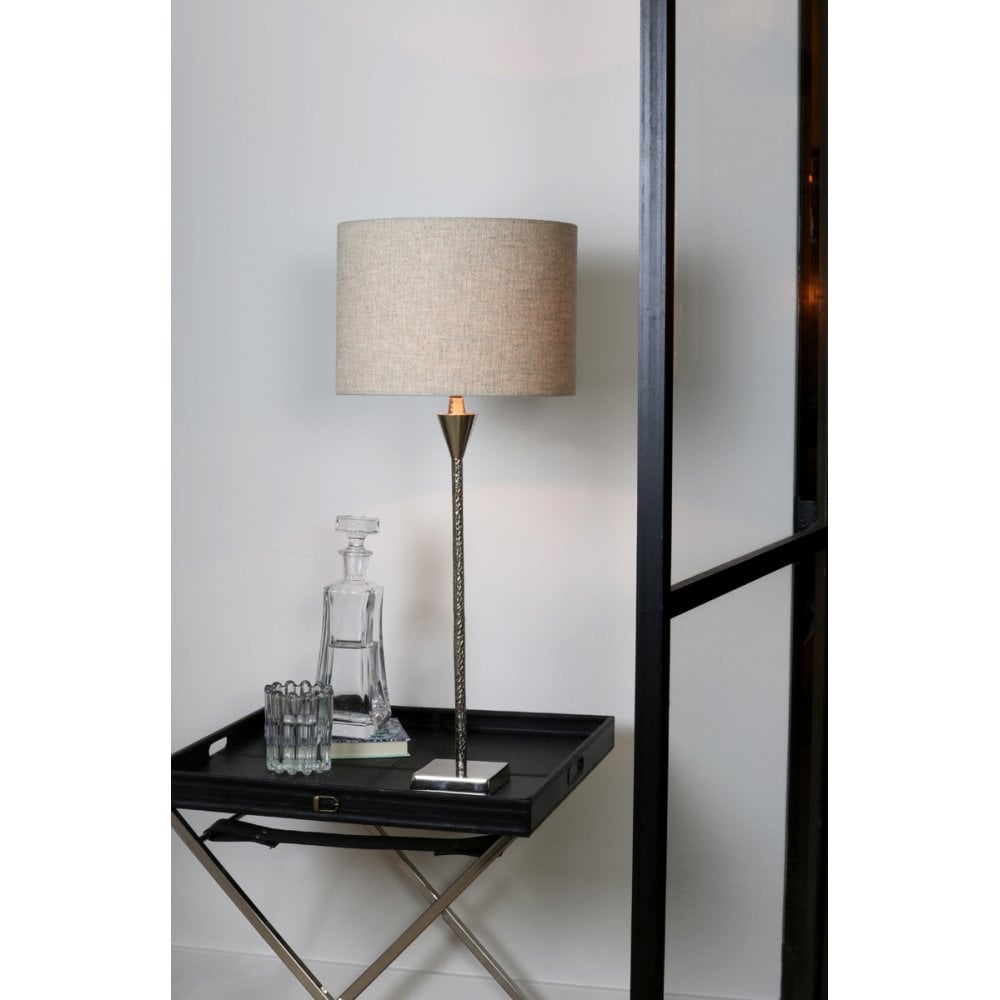 Elegant Silver Square Lamp Base 10.5x10.5x55 cm - GRANULO Nickel Finish