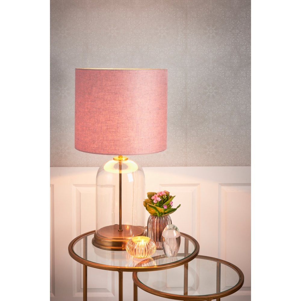 Vintage Brass & Clear Glass Lamp Base - 41cm Ø23