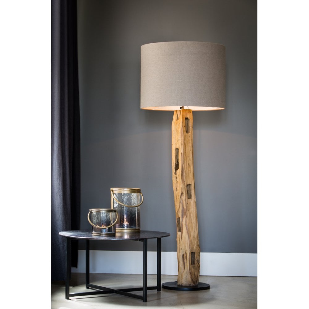 Modern Rustic Wood Floor Lamp Ø35x137-144 cm with Black Cord