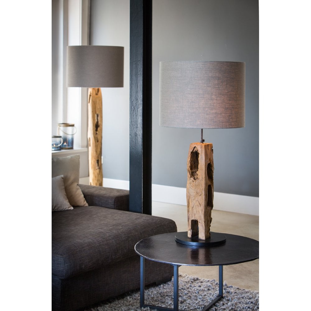 Modern Rustic Wood Floor Lamp Ø35x137-144 cm with Black Cord
