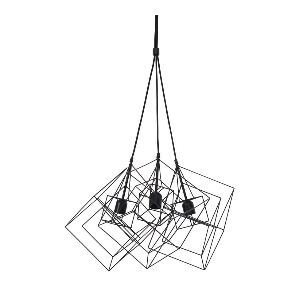 Kubinka Matte Black Square Triple Pendant Lamp 25x25x26 cm