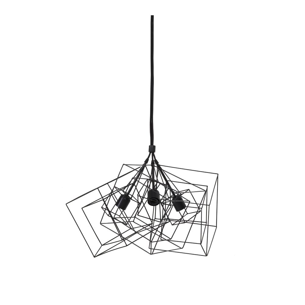 Kubinka Matte Black Square Triple Pendant Lamp 25x25x26 cm