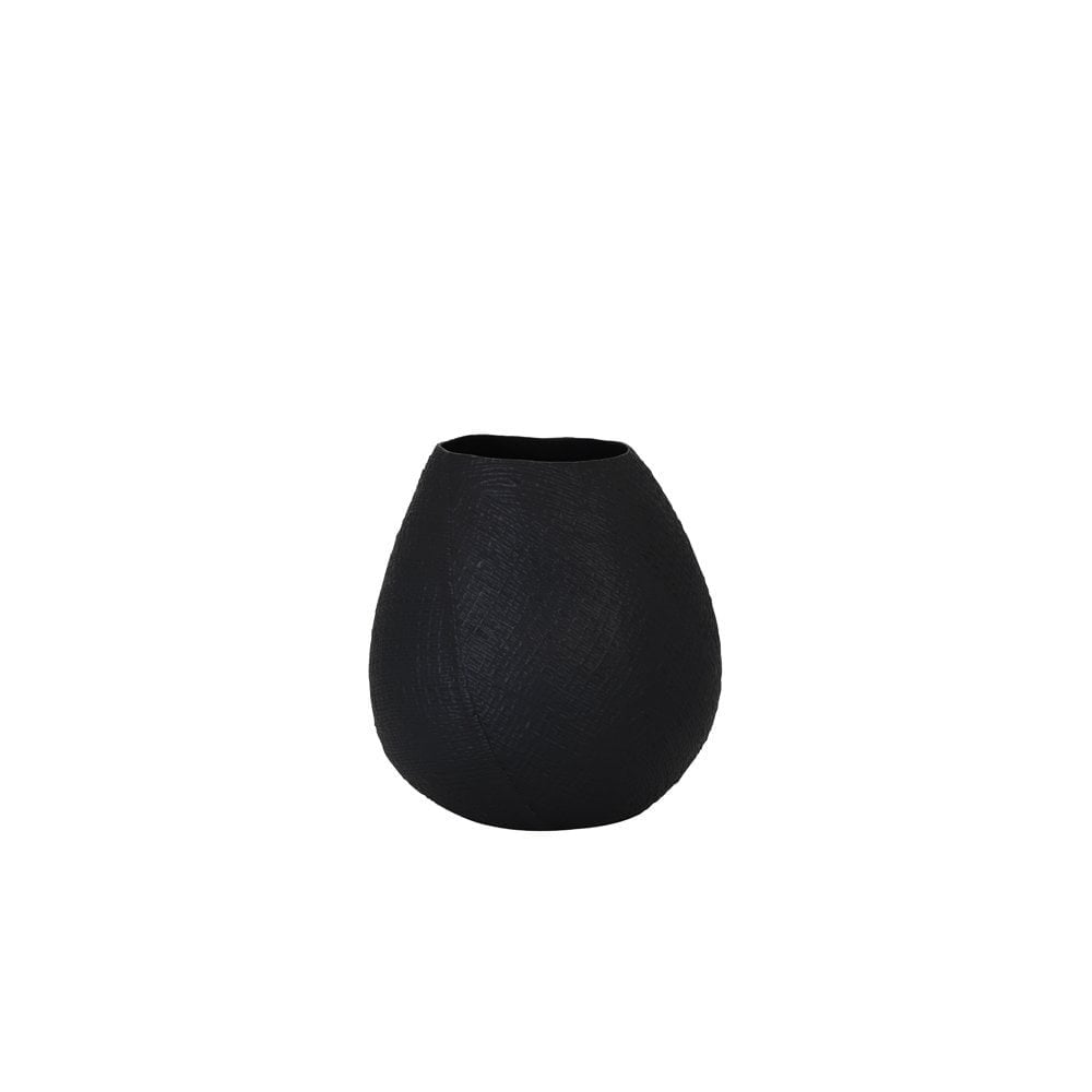 Elegant Matte Black Ceramic Vase - 23x25cm Decor Accent