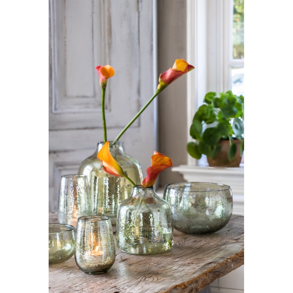 Robin Olive Green Glass Vase 20.5x23cm