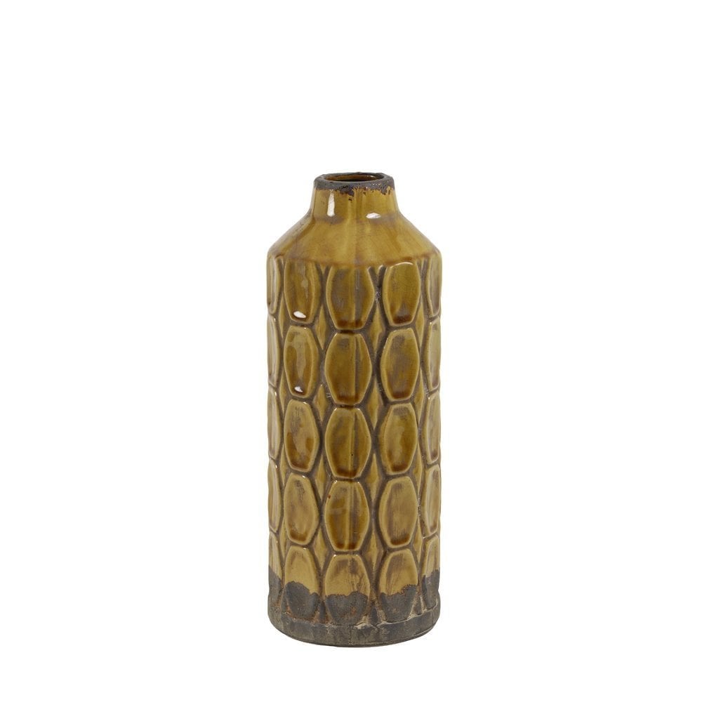 Elegant Ocher Brown Ceramic Vase - 13.5x34.5cm Baluran Collection