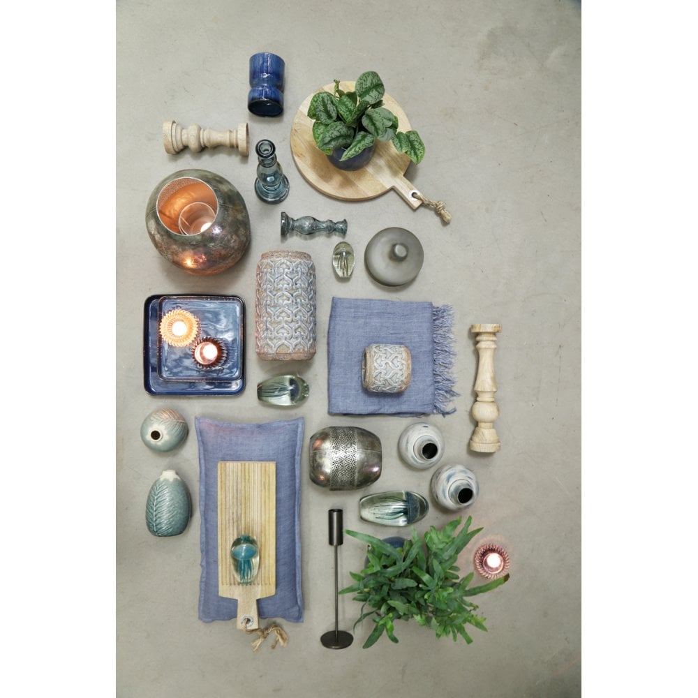 Marapi Blue Round Ceramic Vase 14x13cm