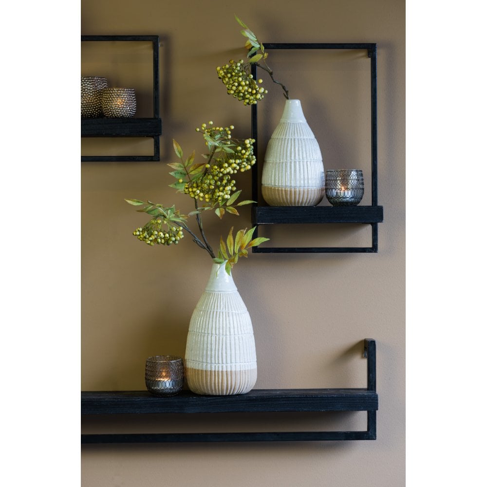 Elegant White-Brown Peleda Decorative Vase (15x25 cm)