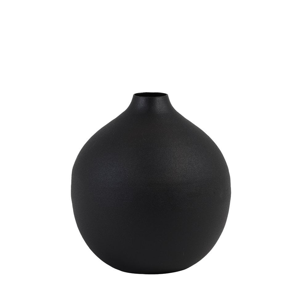 Elegant Matte Black Metal Vase - 13cm Height