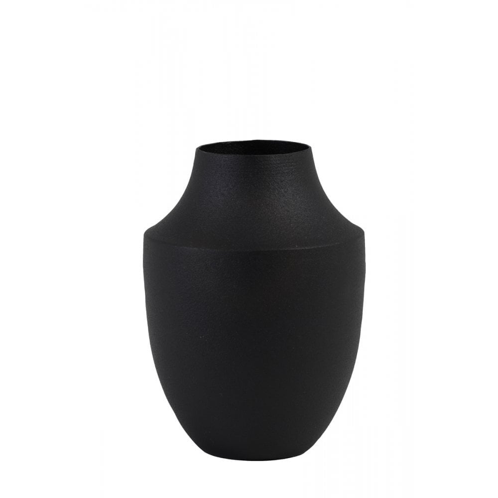 Sleek Black Round Metal Vase 8x12cm