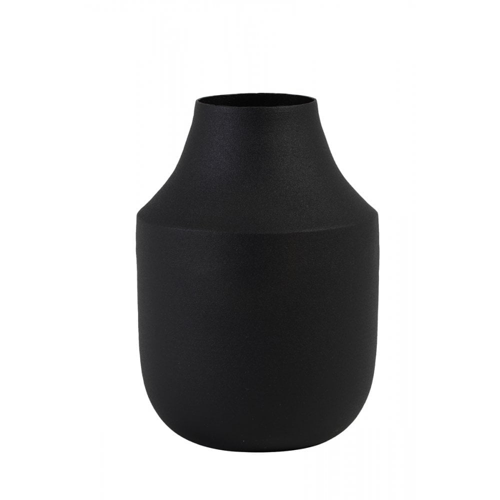Elegant Black Matte Metal Vase, 8x11cm