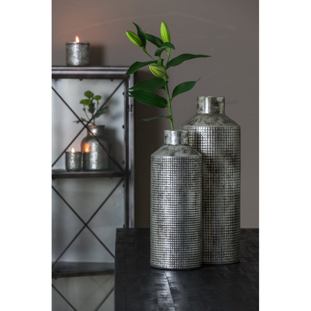 Silver Ceramic Morales Vase - 13.5x19.5cm