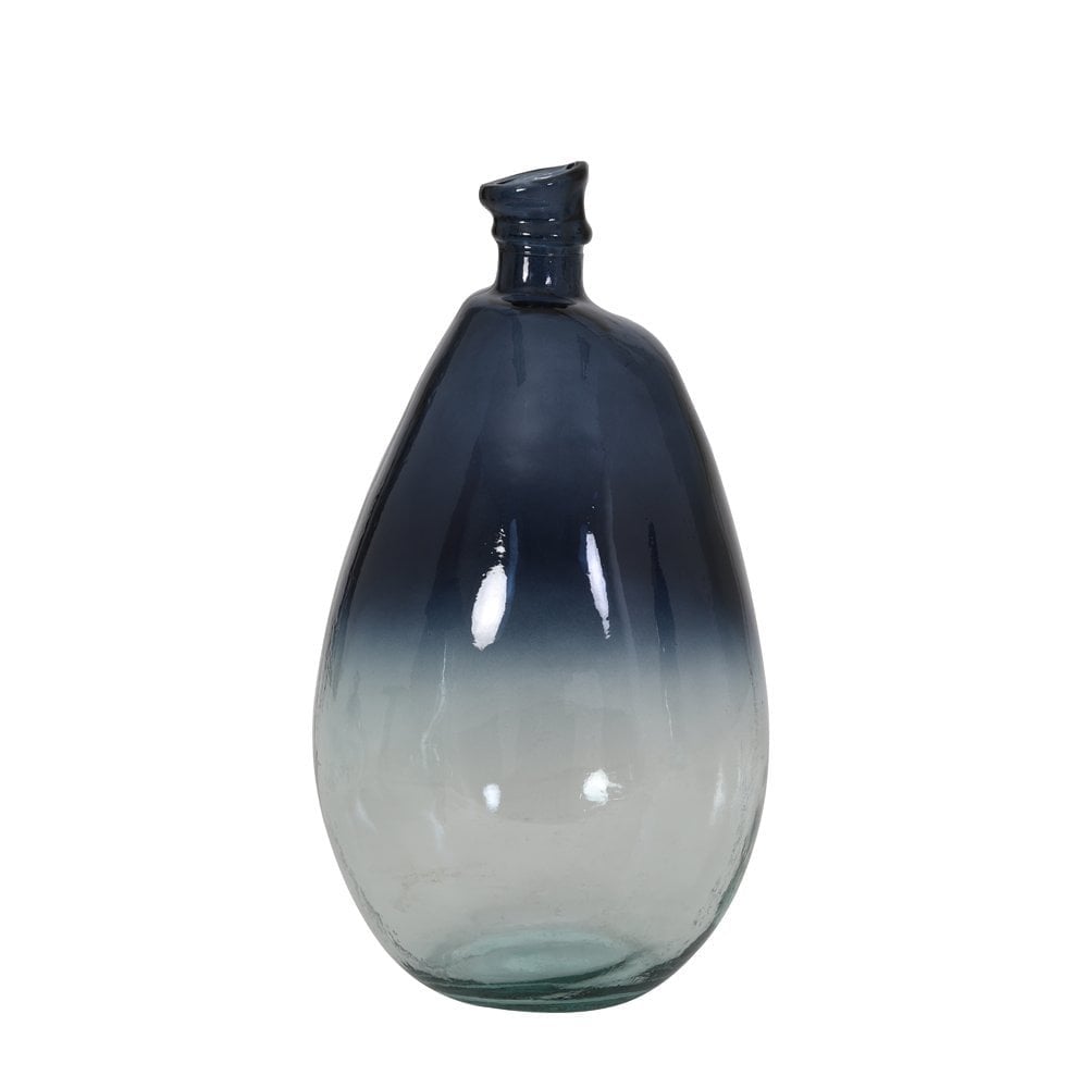 Elegant Giorgio Blue Crystal Glass Vase - 26x47cm
