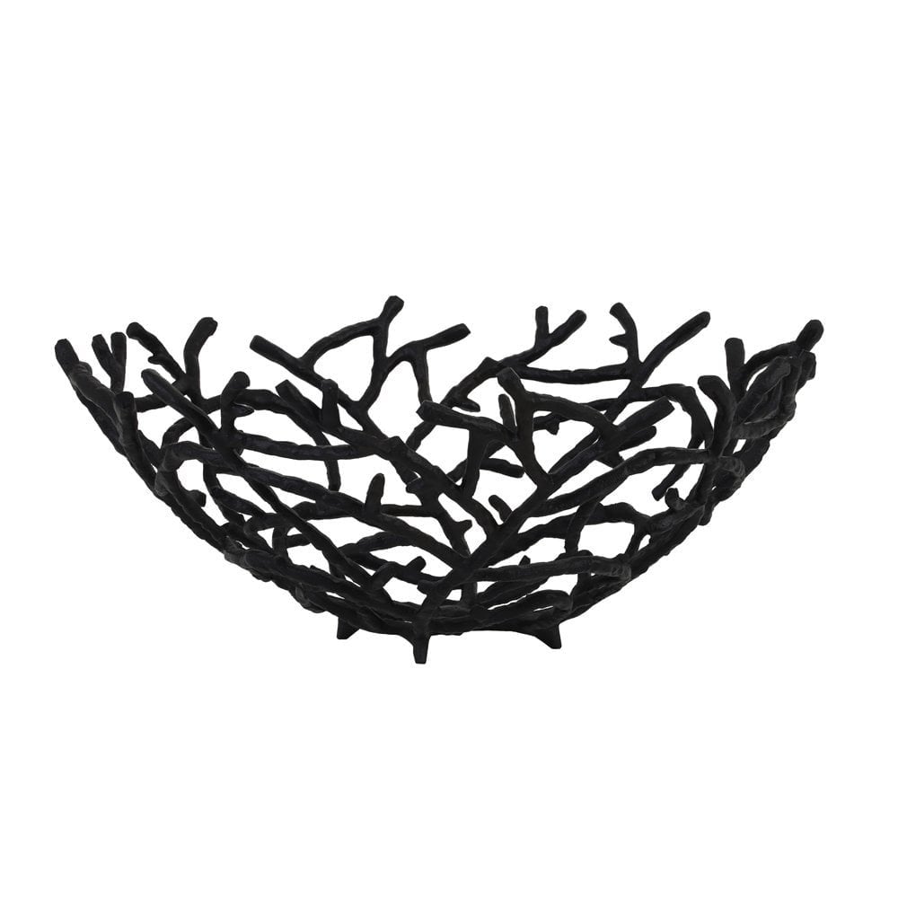 Elegant Black Metal Fruit Bowl - 45x18.5cm