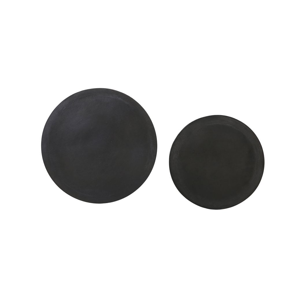 Set of 2 Round Side Tables - Talca Collection in Raw Lead Antique Finish