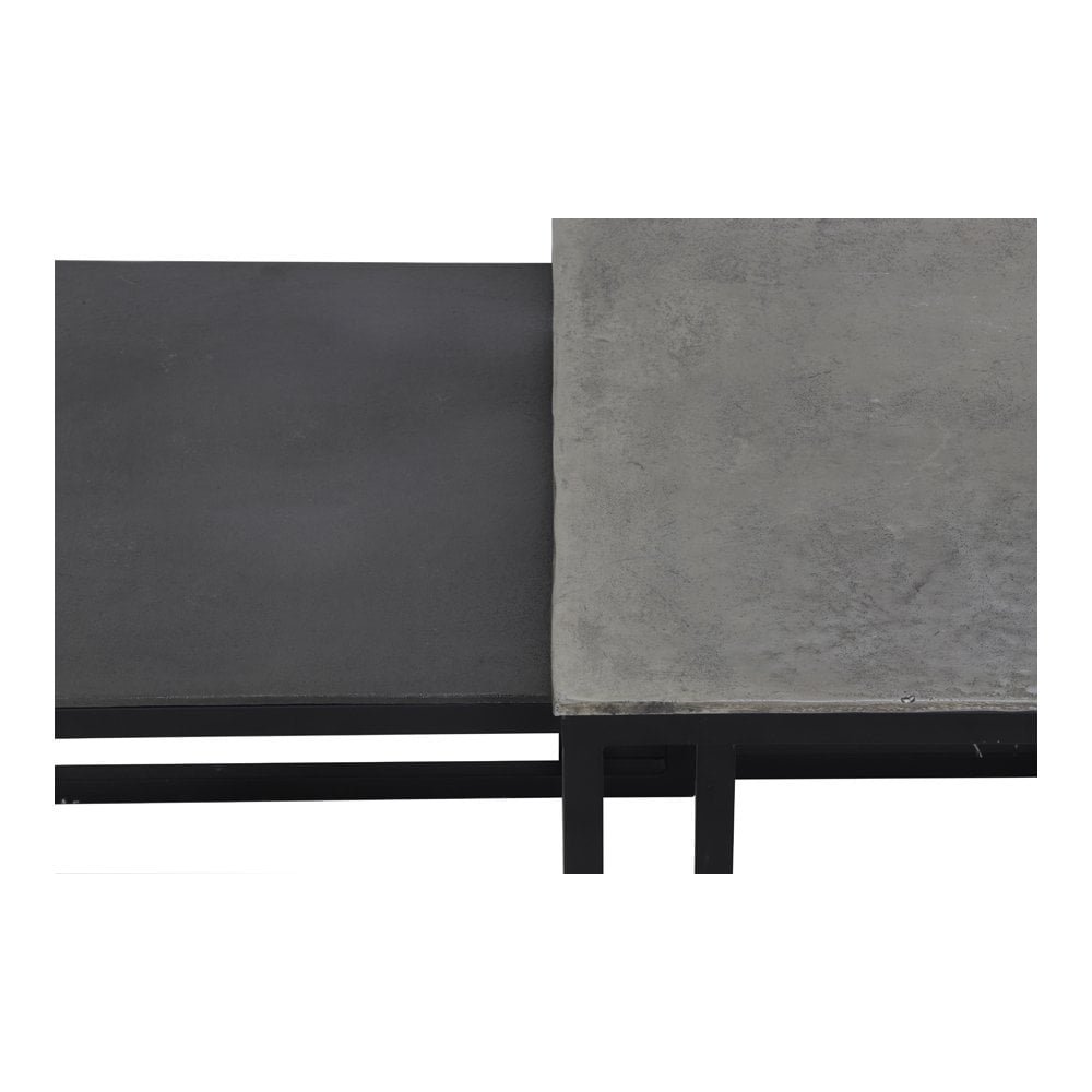 Three-Piece Rectangular Side Table Set in Antique Silver Finish - Max Dimensions 140x60x45cm