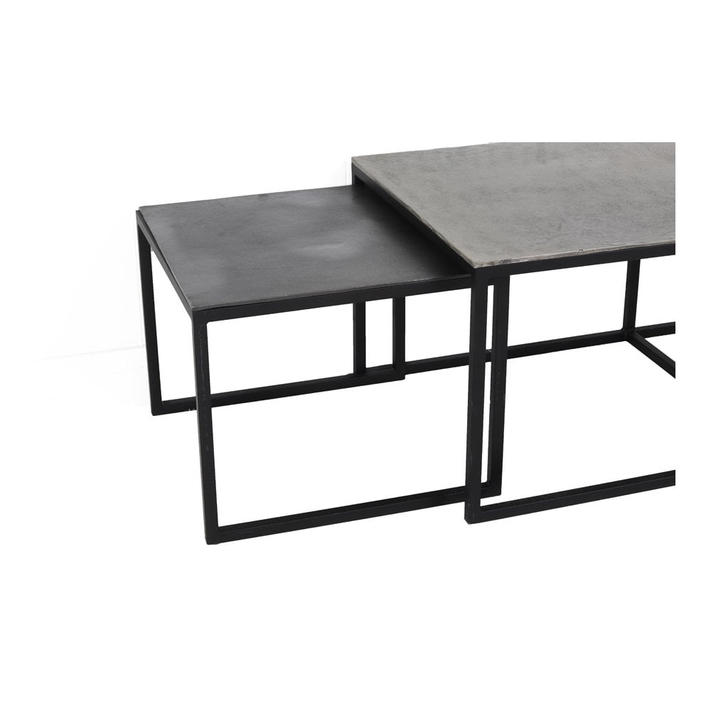 Three-Piece Rectangular Side Table Set in Antique Silver Finish - Max Dimensions 140x60x45cm